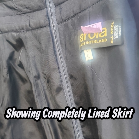 VTG WOMENS 70s FINLAND DESIGNER PIRKKO MAKI PURE WOOL LINED FRINGED MAXI SKIRT - Picture 5 of 9